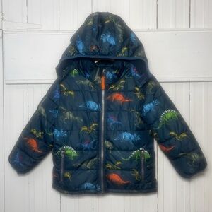H&M EUC Dinosaur Padded Puffer Detachable Hood Warm Winter Jacket